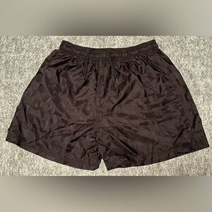 Vintage Mens Premier Black Checkered Satin Nylon Soccer Training Shorts- Medium
